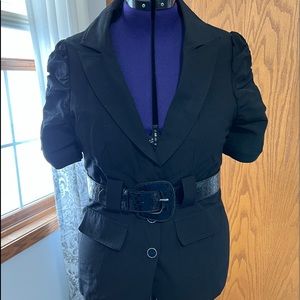 City Chic short sleeved blk jacket with removable belt Size S/16